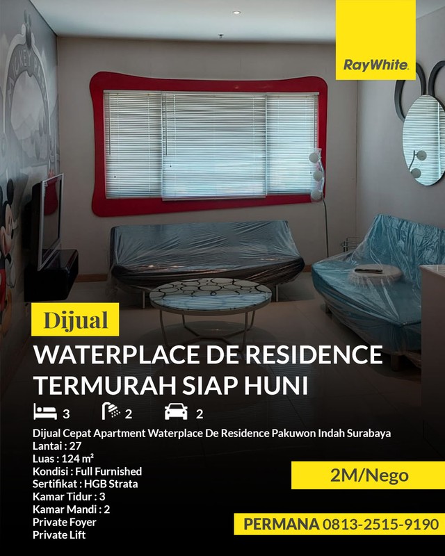 Waterplace De Residence Pakuwon Indah Termurah Butuh Jual Cepat