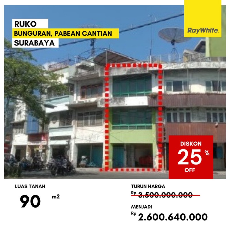 Dijual Ruko Lelang di Jl Bunguran Pabean Cantian Surabaya