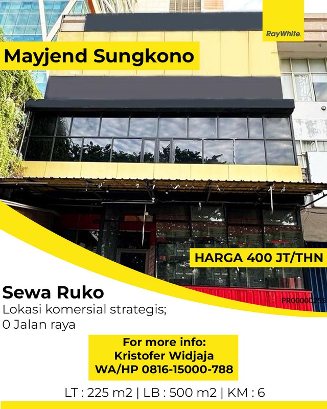 Ruko Disewakan di Mayjend Sungkono Surabaya Cocok Kantor Showroom