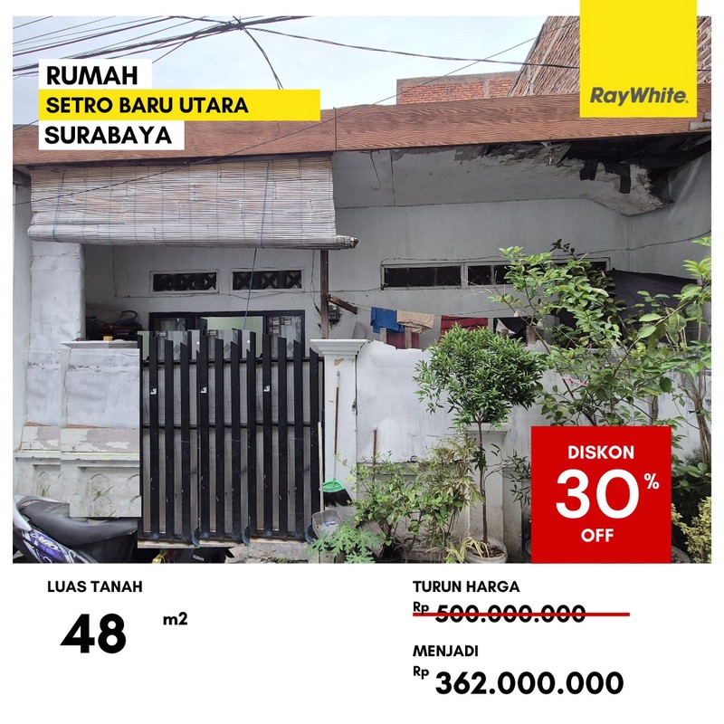 Dijual Rumah Lelang Murah di Setro Baru Utara Surabaya