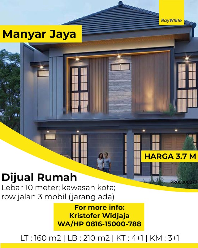 Dijual Rumah Baru Manyar Jaya Surabaya Lebar 10 Meter