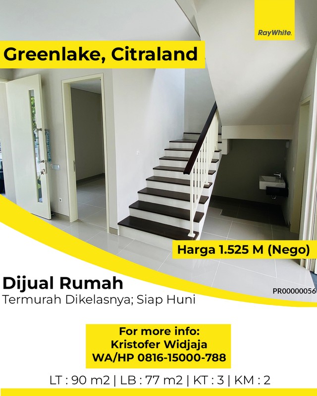 Dijual Rumah Greenlake Citraland Surabaya Barat Termurah