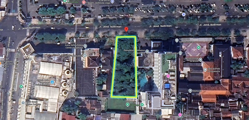 Disewakan Lahan Strategis 1.553 Meter Persegi di Tengah Kota Mangku Jl. Jenderal Sudirman Yogyakarta
