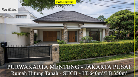 FOR SALE Rumah Hitung Tanah Jalan Purwakarta Area Asri dan Elite Menteng Jakarta Pusat