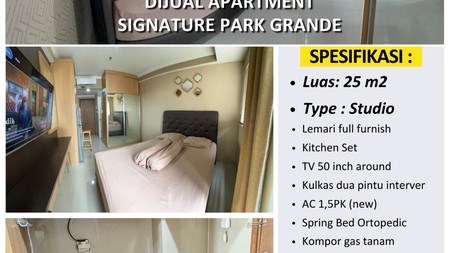 Dijual cepat 1 unit appartement  type studio di signature park grande