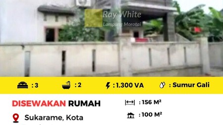 Disewakan Rumah murah berlokasi di Sukarame, Kota Bandar Lampung.
