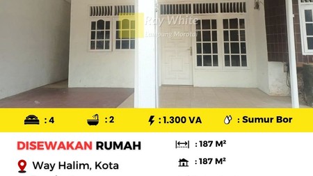 Disewakan Rumah berlokasi di Way Halim, Kota Bandar Lampung.