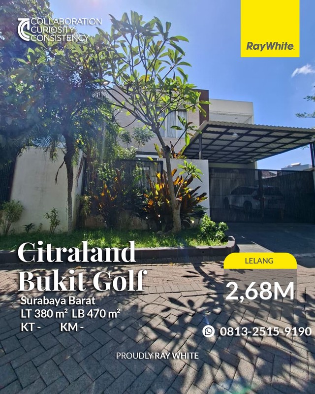 Rumah Dijual Citraland Bukit Golf Surabaya RUMAH LELANG !!!
