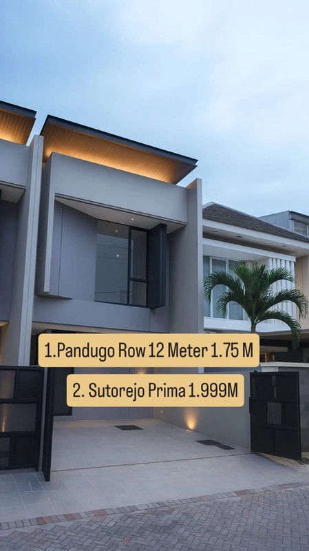 Dijual Rumah Baru Pandugo Timur - Penjaringan Sari - Rungkut - Rumah Baru Modern 2 Lanrai Surabaya Timur SPESIAL ROW Jalan LEBAR 20 Meter Dekat Raya MERR, UPN