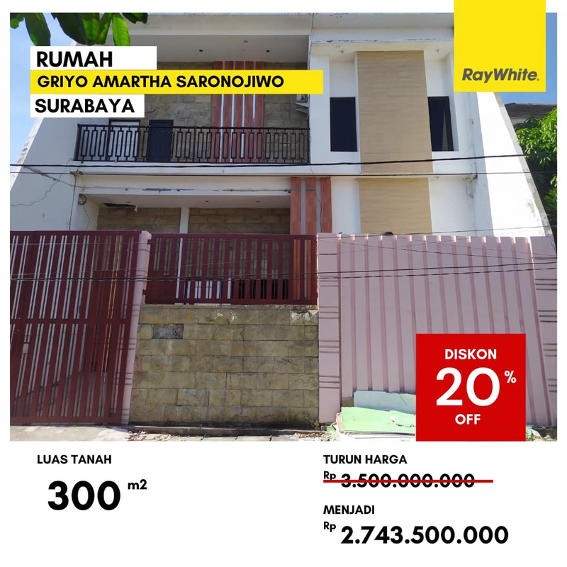Dijual Rumah Lelang di Griyo Amartha Sarono Jiwo Surabaya