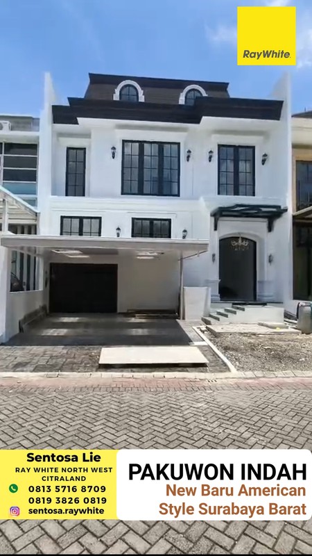 7 Milyar-an Dijual Rumah Baru Pakuwon Indah The Mansion - New American Classic Surabaya Barat - Spesial Attic Rooftop Desain 3 Lantai - Strategis lokasi dekat Pakuwon Mall, Graha Family , Citraland 
