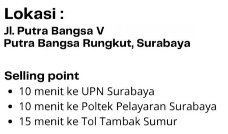 Av10. Dijual Rumah Baru Medokan Ayu Putra Bangsa Rungkut Surabaya Timur 