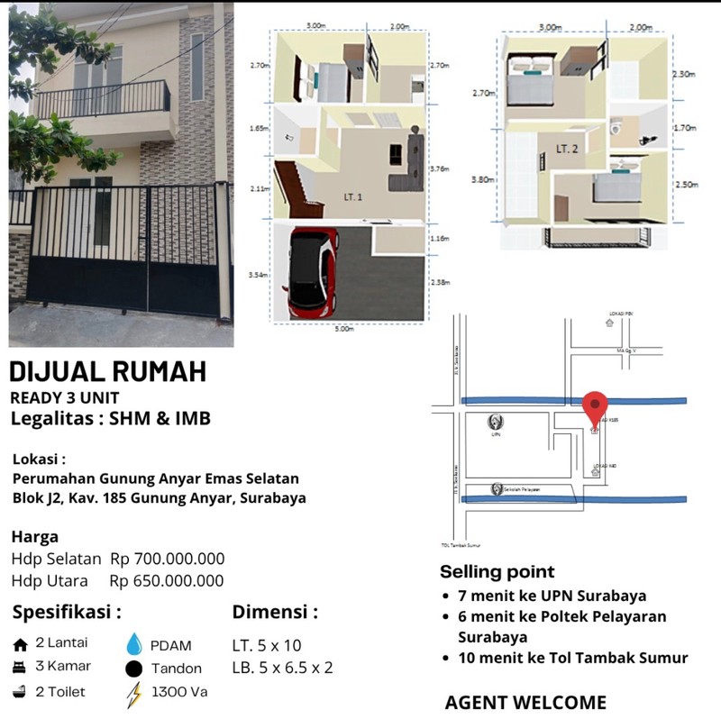 Av11. Dijual Rumah Baru Gunung Anyar Mas Rungkut Surabaya Timur