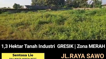 Dijual 1,3 Hektar Tanah Industri Gresik Jatim -Hadap Nol Jalan Raya Salak -Kecamatan Dukun - Gresik -Zona Merah- Area Industri