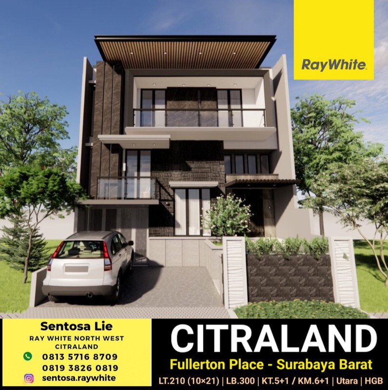 Dijual Rumah Baru Fullerton Place - Raffles Garden Citraland - Newton Hill Strategis Dekat Pakuwon Indah , Graha Family 