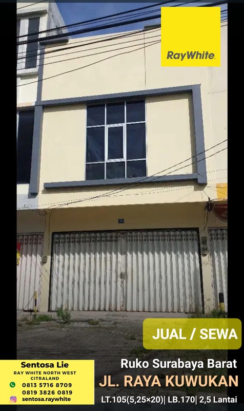 Dijual Ruko Raya Kuwukan - Sambikerep Surabaya Barat dekat Graha Natura, Alam Galaxy, Gwalk Citraland
