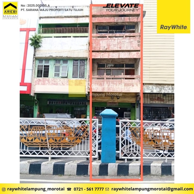 Dijual Ruko 3 Lantai Berlokasi di Pusat Kota ( Pasar Tengah ) - JL. Raden Intan, Kota Bandar Lampung