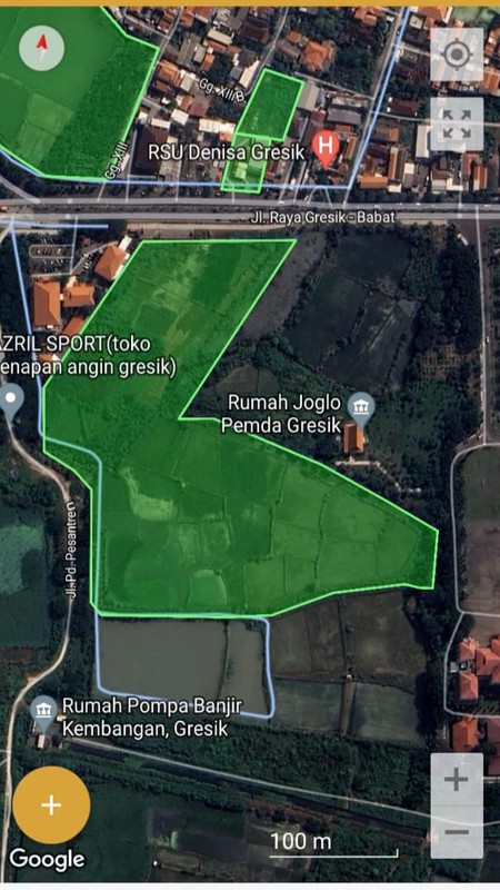 Dijual 4,9 Hektar Tanah Kebomas Gresik Jatim- Jalan Dr.Wahidin Sudirohusodo Komersial Area Depan Icon Mall Gresik Cocok Dibangun Apartemen, Hotel, Shopping Mall, Perkantoran, Rumah Sakit, Sekolah, Per