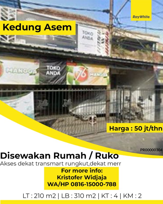 Disewakan Rumah atau Ruko di Kedung Asem Surabaya Timur Dekat MERR