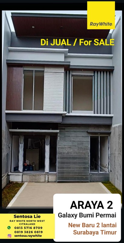 Dijual Rumah Baru Modern 2 Lantai Surabaya Timur SPESIAL Row Jalan KEMBAR - Row LEBAR 3 Mobil