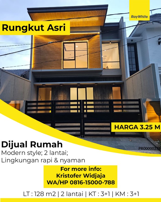 Dijual Rumah Rungkut Asri Utara Surabaya 2 Lantai Modern