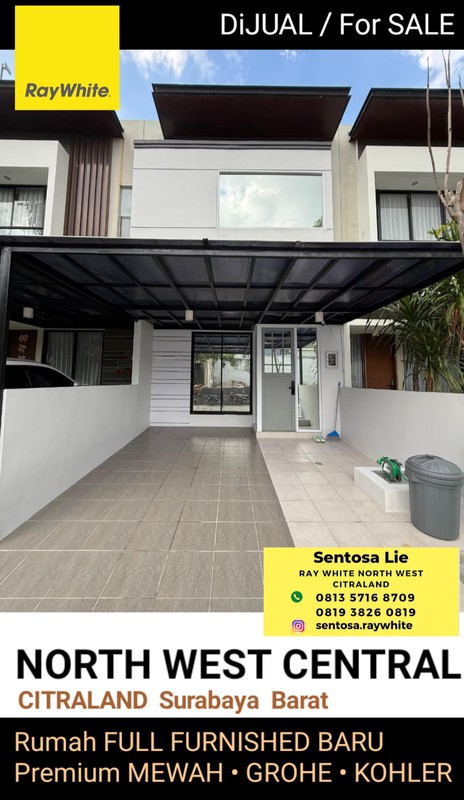 1 Milyaran Dijual Rumah Baru Modern Desain INTERIOR Japandi Desain  2 Lantai Citraland Northwest Central Surabaya Barat, Full Renov penataan Modern Desain Skylight, Japandi New interior Furnished ,Mat