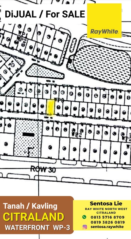 MURAH Rp.12 jt/m2  Dijual 240 m2 Tanah Kavling Citraland Waterfront WP 3 - Surabaya Barat Strategis Lokasi dekat Hokky Buah , UC , Ciputra Hospital