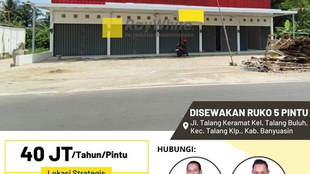 DISEWAKAN 5 RUKO GANDENG 1 LANTAI