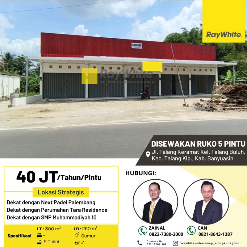 DISEWAKAN 5 RUKO GANDENG 1 LANTAI