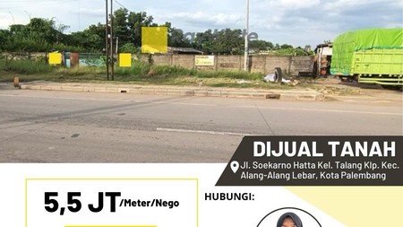 Dijual Tanah di Jl. Soekarno Hatta Kel. Talang Klp. Kec. Alang-Alang Lebar, Kota Palembang