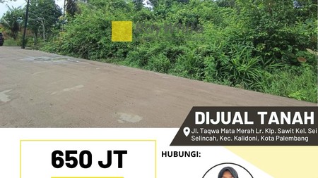 Dijual Tanah di Jl. Taqwa Mata Merah Lr. Klp. Sawit Kel. Sei Selincah, Kec. Kalidoni, Kota Palembang