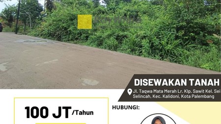 Disewakan Tanah di Jl. Taqwa Mata Merah Lr. Klp. Sawit Kel. Sei Selincah, Kec. Kalidoni, Kota Palembang