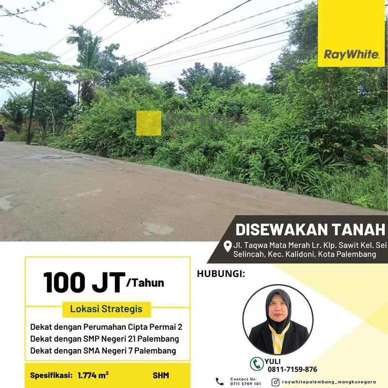 Disewakan Tanah di Jl. Taqwa Mata Merah Lr. Klp. Sawit Kel. Sei Selincah, Kec. Kalidoni, Kota Palembang