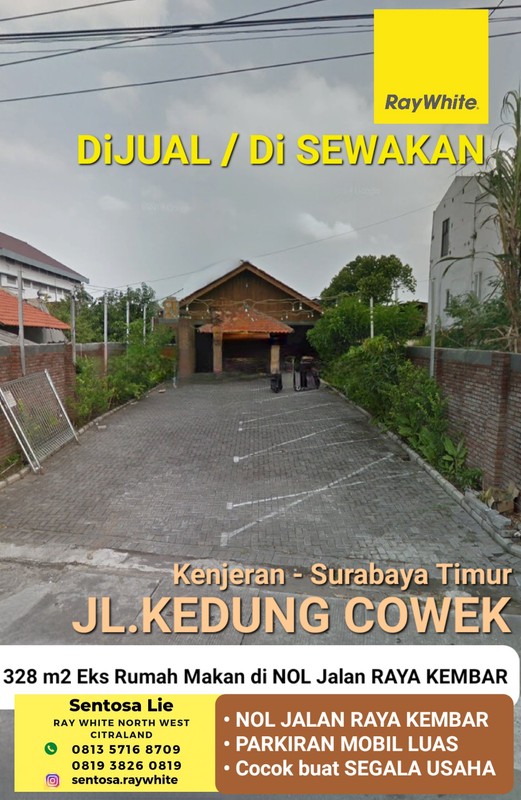 Dijual Hitung Tanah 328 m2 Ex Rumah Makan Nol Jalan Raya Kedung Cowek Dekat Raya Kenjeran Cocok Buat Segala Usaha