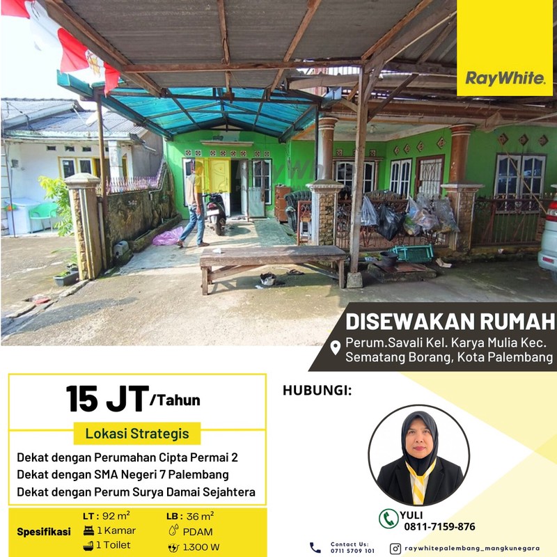 Disewakan Rumah di Perum.Savali Kel. Karya Mulia Kec. Sematang Borang, Kota Palembang