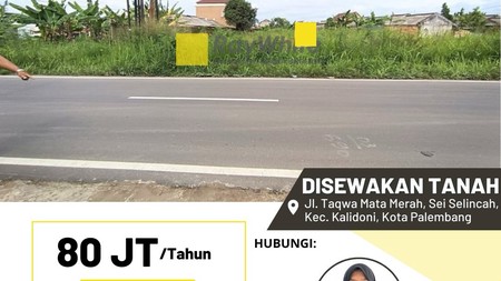 Disewakan Tanah di Jl. Taqwa Mata Merah, Sei Selincah, Kec. Kalidoni, Kota Palembang
