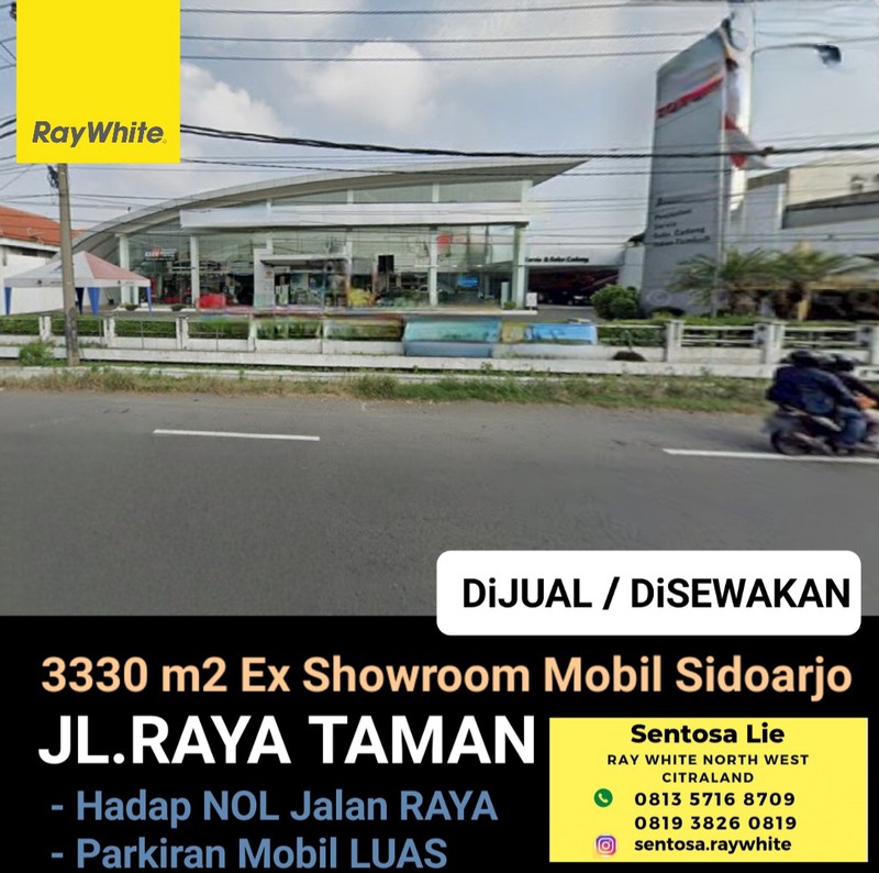 Disewakan Gedung 3 Lantai Ex Showroom Mobil Sidoarjo - Nol Jalan Raya Taman Sidoarjo JATIM - Parkiran Mobil Luas Cocok Buat Segala Usaha - HGB