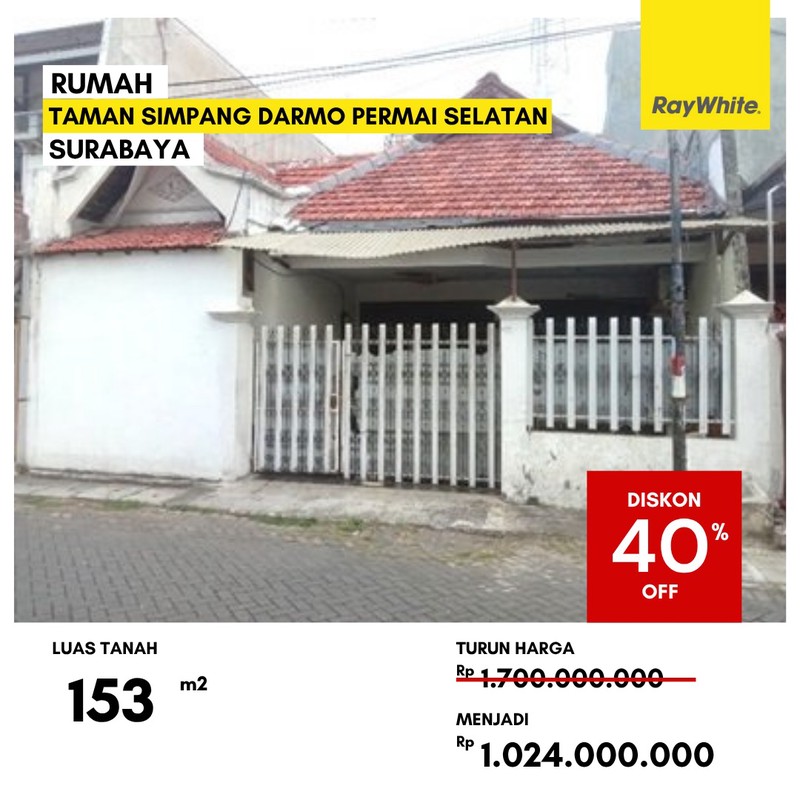 Dijual Rumah Lelang di Taman Simpang Darmo Permai Selatan Surabaya
