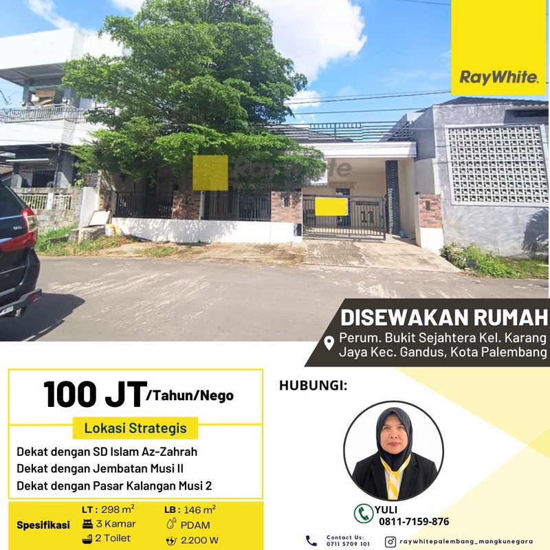 Disewakan Rumah di Perum. Bukit Sejahtera Kel. Karang Jaya Kec. Gandus, Kota Palembang