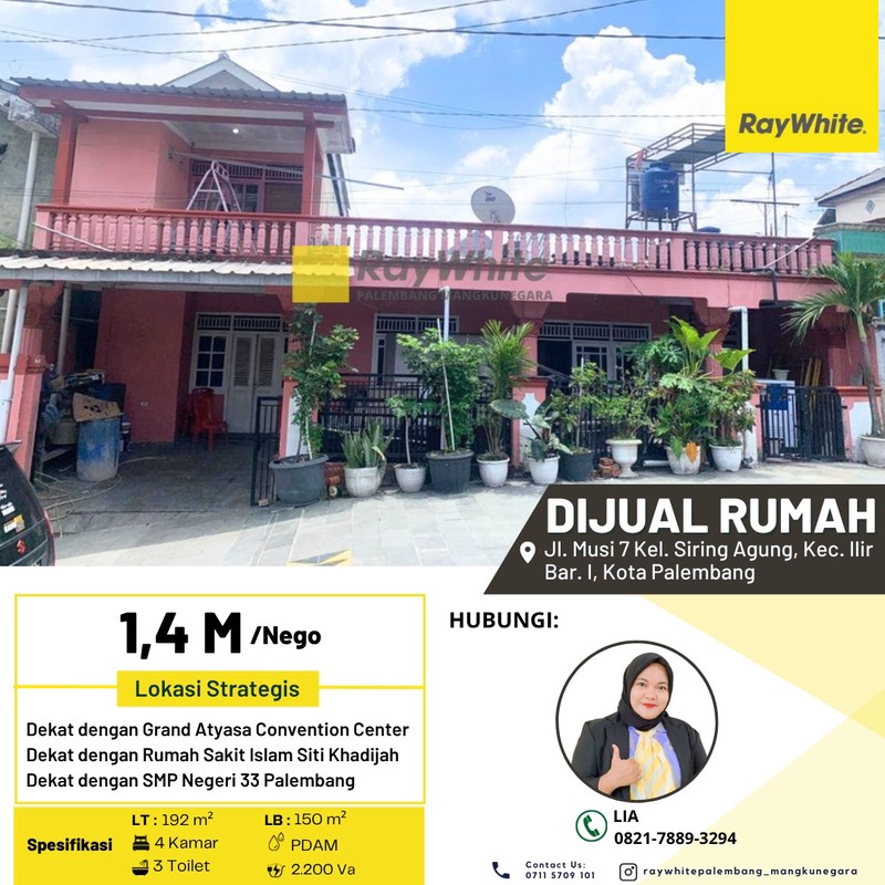 RUMAH JUAL PALEMBANG TENGAH KOTA LOKASI STRATEGIS 