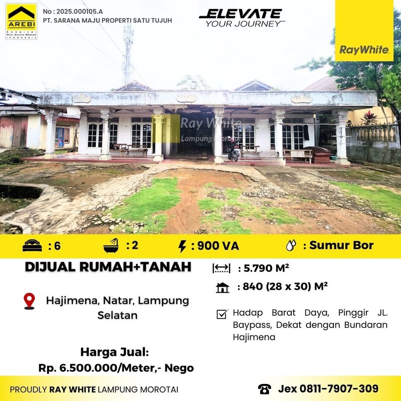 di jual tanah dan bangunan pinggir jalan bypass, hajimena, natar lampung selatan