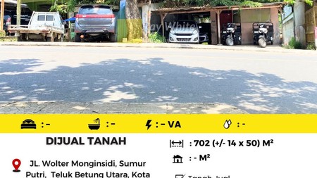 tanah 702 m2 jl wolter monginsidi teluk betung utara bandar lampung