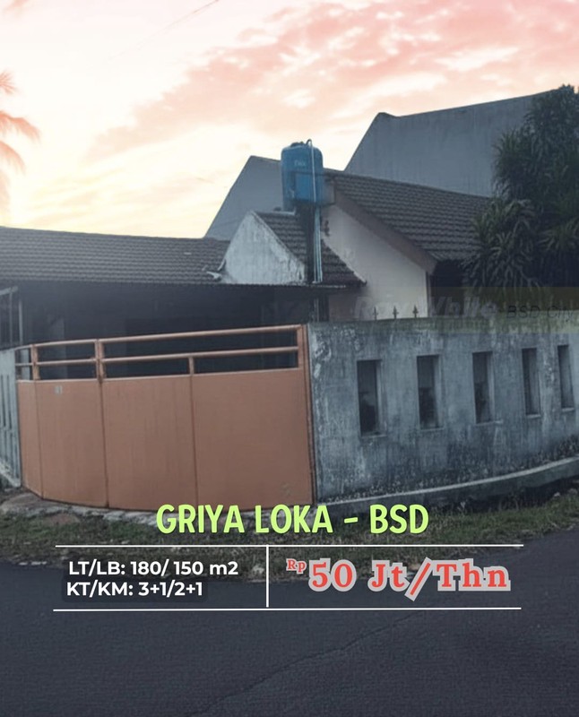 Rumah Sewa di BSD dengan Tanah Luas 180 m2 dan 2 Car Port Dekat Tol