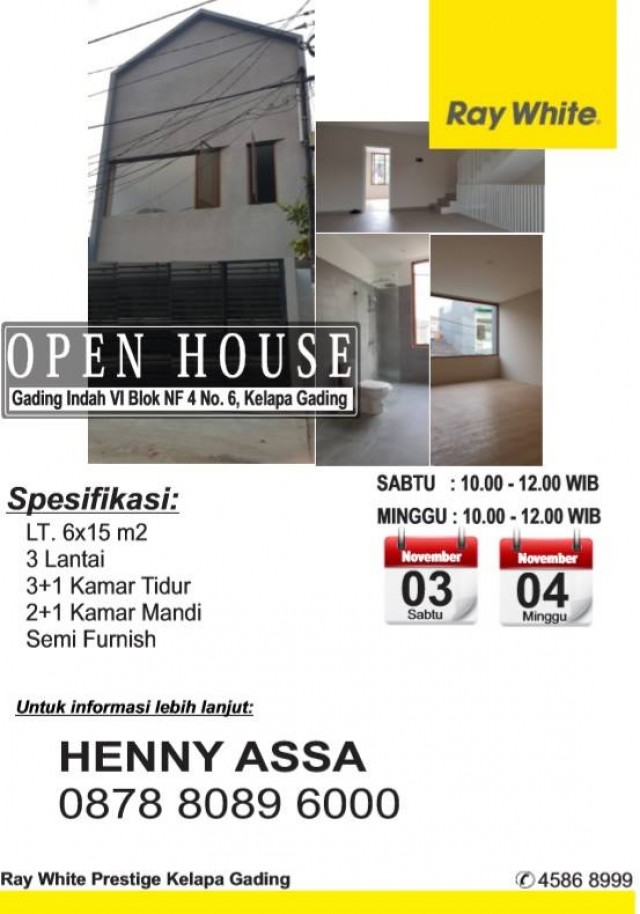 Open House di Gading Indah Hari Sabtu & Minggu, Tanggal 3 - 4 November 2018