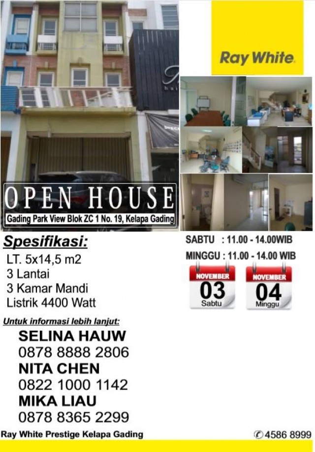 Open House di Gading Park View Hari Sabtu & Minggu, Tanggal 3 - 4 November 2018