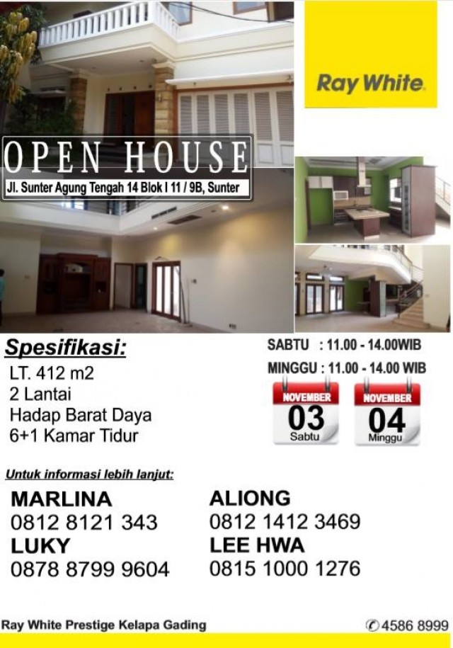 Open House di Sunter Agung Tengah Hari Sabtu & Minggu, Tanggal 3 - 4 November 2018