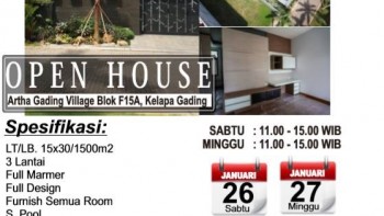 Open House di Artha Gading Villa Hari Sabtu & Minggu, Tanggal 26 - 27 Januari 2019