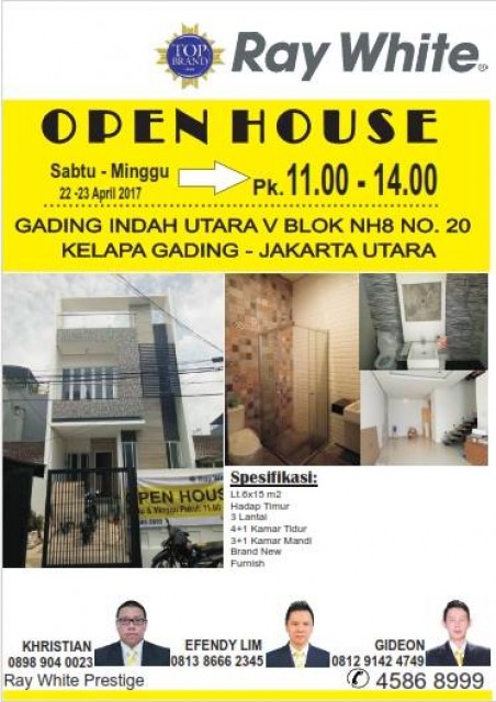 Open House di Gading Indah Utara Hari Sabtu & Minggu, Tanggal 22 - 23 April 2017