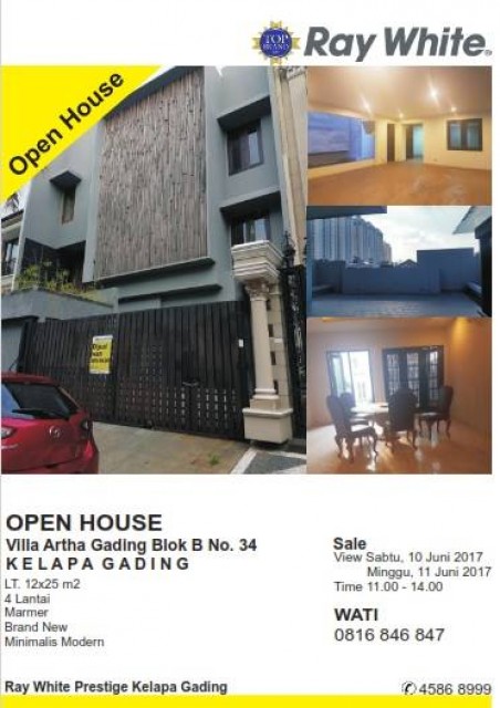 Open House di Villa Artha Gading Hari Sabtu & Minggu, Tanggal 10 - 11 Juni 2017