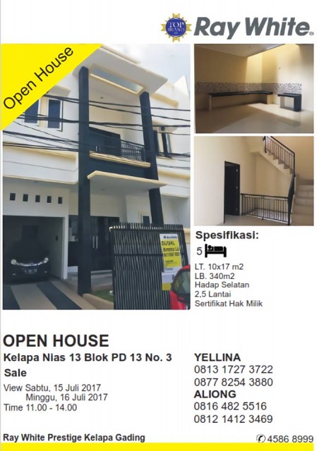 Open House di Kelapa Nias Hari Sabtu & Minggu, Tanggal 15 - 16 Juli 2017